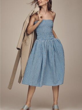 Anthropologie Maeve Strapless Smocked Midi Dress